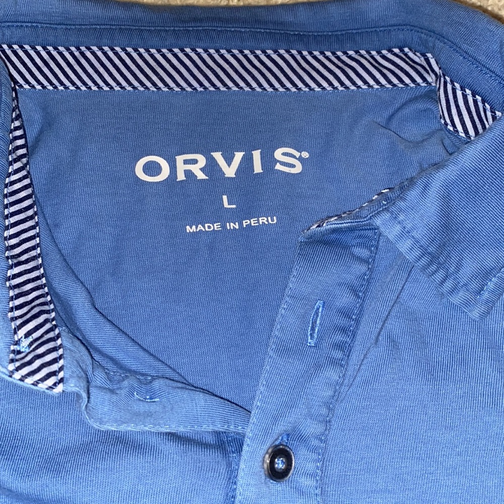 Orvis Long Sleeve Polo Shirt - Blue - Picture 3 of 3